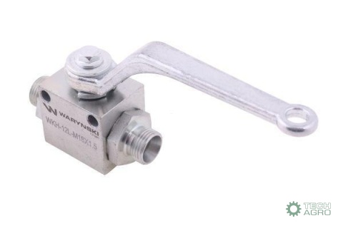 Zawór kulowy hydrauliczny 2-drogowy 2/2 M18x1.5 12L z otworami mocującymi 500 bar Waryński