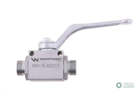 Zawór kulowy hydrauliczny 2-drogowy 2/2 M22x1.5 15L z otworami mocującymi 500 bar Waryński Zawór kulowy hydrauliczny 2-drogowy 2/2 M22x1.5 15L z otworami mocującymi 500 bar Waryński