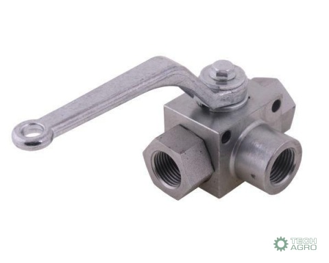 Zawór kulowy hydrauliczny 3-drogowy 3/2 - 1/2"BSP z otworami mocującymi 500 bar Waryński Zawór kulowy hydrauliczny 3-drogowy 3/2 - 1/2"BSP z otworami mocującymi 500 bar Waryński
