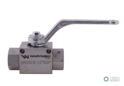 Zawór kulowy hydrauliczny 3-drogowy 3/2 - 1/2"BSP z otworami mocującymi 500 bar Waryński Zawór kulowy hydrauliczny 3-drogowy 3/2 - 1/2"BSP z otworami mocującymi 500 bar Waryński