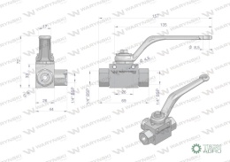 Zawór kulowy hydrauliczny 3-drogowy 3/2 - 1/4