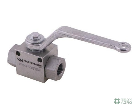 Zawór kulowy hydrauliczny 3-drogowy 3/2 - 3/8"BSP z otworami mocującymi 500 bar Waryński
