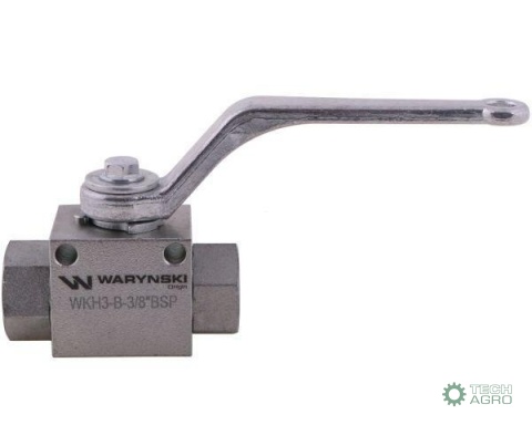 Zawór kulowy hydrauliczny 3-drogowy 3/2 - 3/8"BSP z otworami mocującymi 500 bar Waryński Zawór kulowy hydrauliczny 3-drogowy 3/2 - 3/8"BSP z otworami mocującymi 500 bar Waryński
