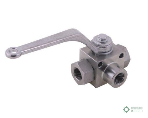 Zawór kulowy hydrauliczny 3-drogowy 3/2 - 3/8"BSP z otworami mocującymi 500 bar Waryński Zawór kulowy hydrauliczny 3-drogowy 3/2 - 3/8"BSP z otworami mocującymi 500 bar Waryński