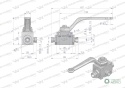 Zawór kulowy hydrauliczny 3-drogowy 3/2 M14x1.5 08L z otworami mocującymi 500 bar Waryński