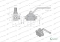 Zawór kulowy hydrauliczny 3-drogowy 3/2 M16x1.5 10L z otworami mocującymi 500 bar Waryński