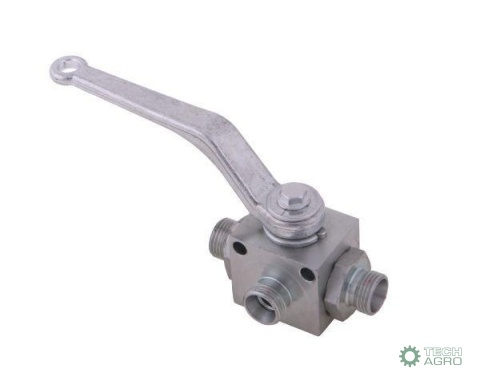 Zawór kulowy hydrauliczny 3-drogowy 3/2 M18x1.5 12L z otworami mocującymi 500 bar Waryński