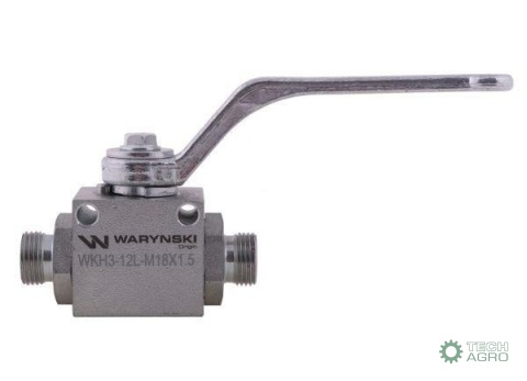 Zawór kulowy hydrauliczny 3-drogowy 3/2 M18x1.5 12L z otworami mocującymi 500 bar Waryński Zawór kulowy hydrauliczny 3-drogowy 3/2 M18x1.5 12L z otworami mocującymi 500 bar Waryński
