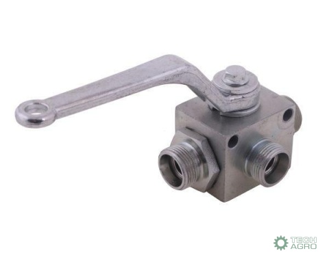 Zawór kulowy hydrauliczny 3-drogowy 3/2 M22x1.5 15L z otworami mocującymi 500 bar Waryński Zawór kulowy hydrauliczny 3-drogowy 3/2 M22x1.5 15L z otworami mocującymi 500 bar Waryński