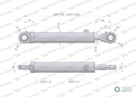 Cylinder hydrauliczny - siłownik dwustronny CJ2F-63/36/500Z do Ładowacz TUR Waryński