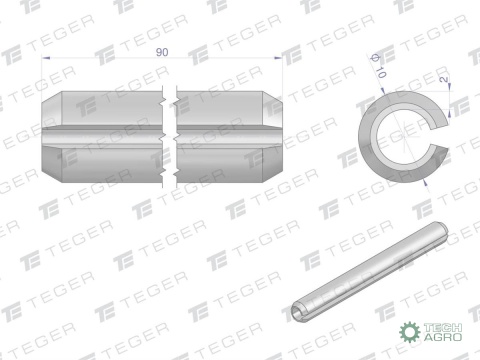 Kołek sprężysty 10x90 TEGER, Kołek sprężysty 10x90 TEGER,
