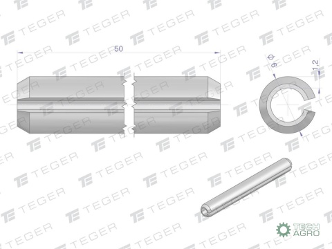 Kołek sprężysty 6x50 TEGER, Kołek sprężysty 6x50 TEGER,