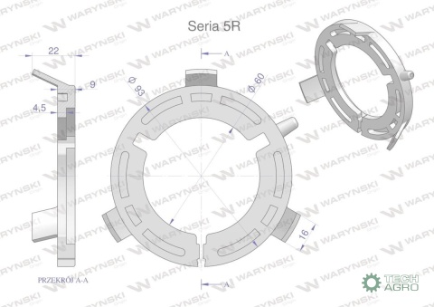 Plastikowe łożyska do obudowy wału zestaw 93x60mm x 2 szt. Seria 5R Waryński Plastikowe łożyska do obudowy wału zestaw 93x60mm x 2 szt. Seria 5R Waryński