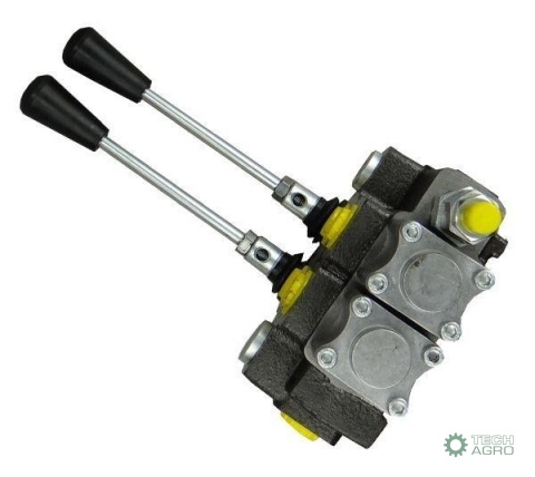 Rozdzielacz hydrauliczny 2-sekcyjny maxprzepływ 40L z zatrzaskami Waryński