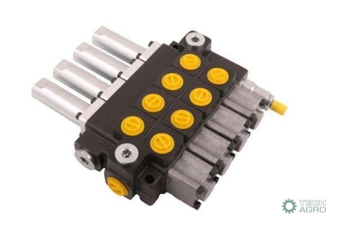 Rozdzielacz hydrauliczny 4-sekcyjny maxprzepływ 40L sterowany linkami Waryński
