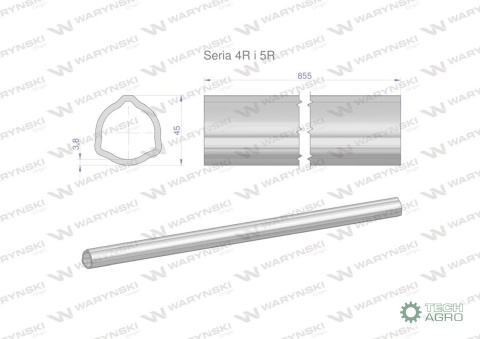 Rura wewnętrzna Seria 4R i 5R do wału 1010 przegubowo-teleskopowego 45x3.8 mm 855 mm WARYŃSKI Rura wewnętrzna Seria 4R i 5R do wału 1010 przegubowo-teleskopowego 45x3.8 mm 855 mm WARYŃSKI