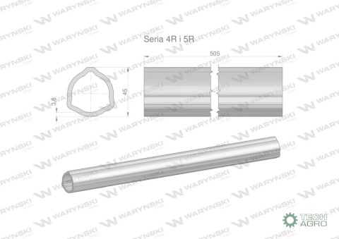 Rura wewnętrzna Seria 4R i 5R do wału 660 przegubowo-teleskopowego 45x3.8 mm 505 mm WARYŃSKI