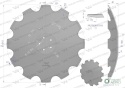 Talerz, uzębiony Z-12 fi 610 mocowanie5/98 grubość 5 mm stal borowa prosta piasta, Waryński