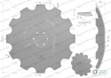 Talerz, uzębiony Z-12 fi 610 mocowanie6/120 grubość 6 mm stal borowa prosta piasta, Tolmet, Waryński