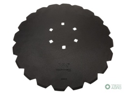 Talerz, uzębiony Z-20 fi 460 mocowanie6/120 grubość 3,5 mm stal borowa prosta piasta, Tolmet, Waryński