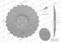 Talerz, uzębiony Z-24 fi 460 mocowanie4/98 grubość 3,5 mm przetłoczony stal borowa, Unia Ares 1680130040, Waryński