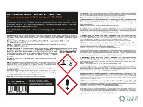 Wielozadaniowy preparat czyszczący APC(All Purpose Cleaner) EXTRA STRONG (koncentrat) 5l, Teger Wielozadaniowy preparat czyszczący APC(All Purpose Cleaner) EXTRA STRONG (koncentrat) 5l, Teger