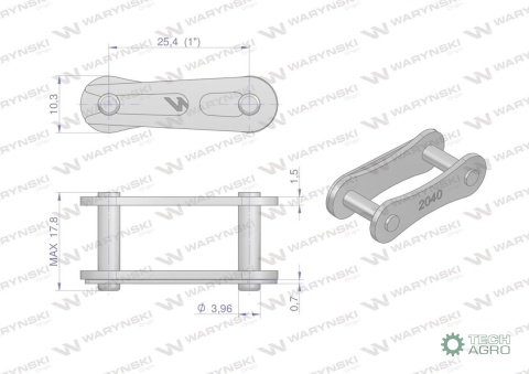 Zamek łańcucha 2040 208A (R1 1) Waryński ( sprzedawane po 5 )