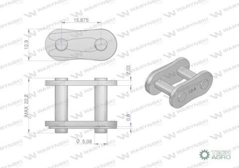 Zamek łańcucha wzmocniony Z10A-1 ANSI A50 (R1 5/8) Waryński ( sprzedawane po 10 )