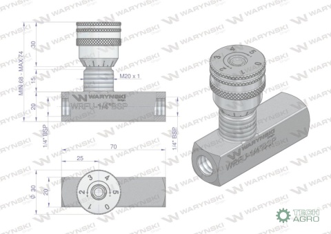 Zawór dławiąco-zwrotny WRFU 90 1/4"BSP Waryński