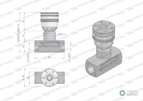Zawór dławiący WRFB 90 1/4"BSP Waryński