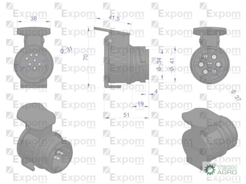 Adapter z 13-pin na 7-pin EXPOM KWIDZYNeu