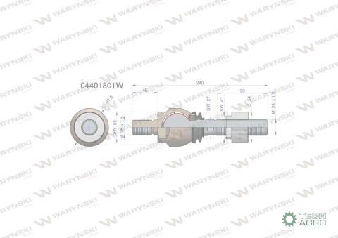 Przegub kierowniczy 240mm- M26x1,5; M28x1,5 04401801 WARYŃSKI