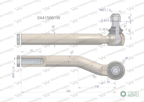 Przegub kierowniczy M24x1.5 04415661 WARYŃSKI