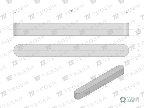 Wpust pryzmatyczny 6x6x56 TEGER, (sprzedawane po 10)