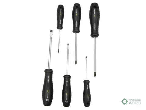 Zestaw wkrętaków ze stali odpornej na skręcanie SVCM 6 szt z hartowanymi grotami, Waryński