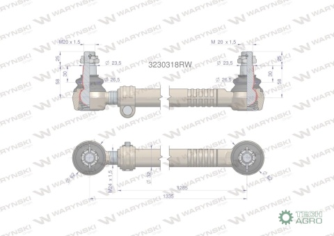 Drążek kierowniczy 1335mm 3230318R WARYŃSKI