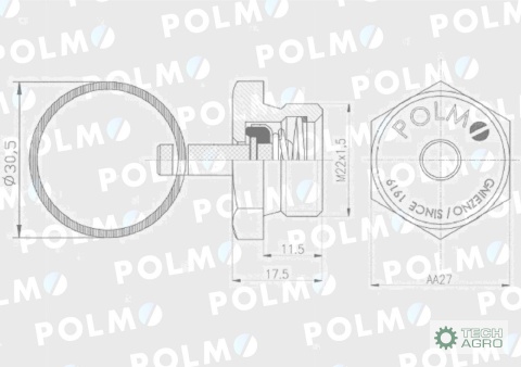 Odwadniacz zbiornika powietrza Przyczepa Ciągnik 22x1.5 (sprzedawane po 5) POLMO