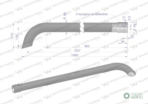 Rura wylotowa do tłumika 3383013M1.3388432M2W WARYŃSKI
