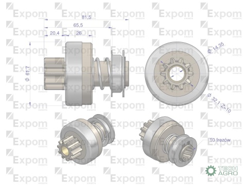 Zespół sprzęgający rozrusznika ( Typ Iskra ) MSX 833, 16.903.166 EXPOM KWIDZYN eu
