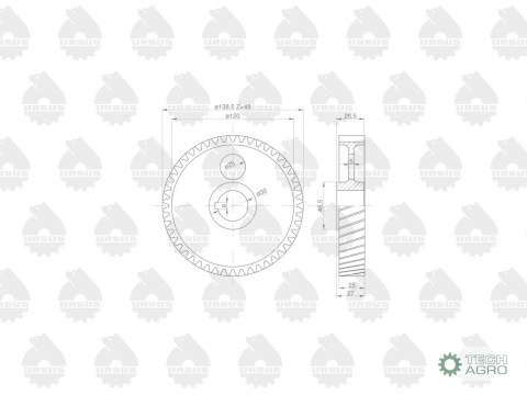 Koło zębate rozrządu na wałek wys. piasty 26mm C-330 ORYGINAŁ URSUS