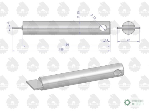 Sworzeń wspornika zaczepu górnego C-360ORYGINAŁ URSUS