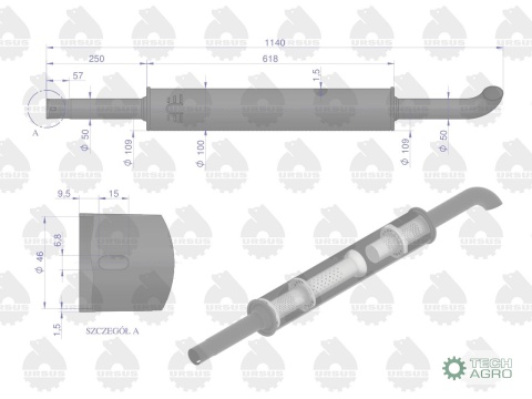 Tłumik okrągły 1140mm 5kg C-360 ORYGINAŁ URSUS