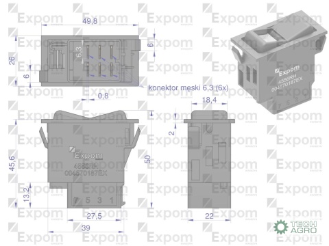 Włącznik przechylny system spryskiwaczyszyby przedniej (blokada) Deutz-Fahr EXPOM KWIDZYN eu