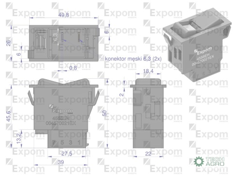 Włącznik przechylny tylne światło robocze (blokada) Fendt EXPOM KWIDZYN eu
