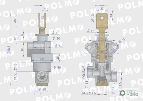 Zawór hamulcowy 42480160. 42481161 C-330 POLMO