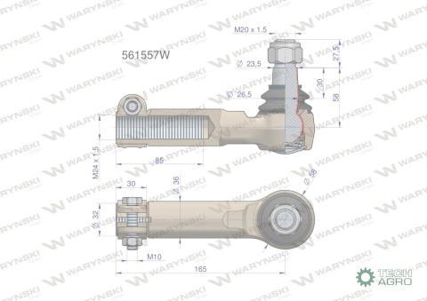Przegub kierowniczy M24x1.5 561557 WARYŃSKI