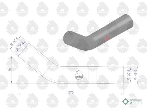 Przewód gumowy górny chłodnicy zbrojonypłótnem C-330 (rura wody) ORYGINAŁ URSUS
