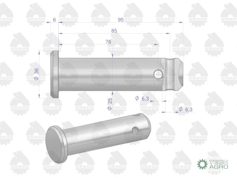 Sworzeń mocowania wieszaka L.P 46550120C-360 ORYGINAŁ URSUS