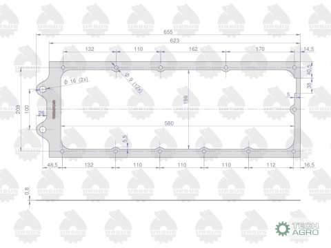 Uszczelka pokrywy górnej skrzyni biegówkrążelit 0.8mm C-360 ( sprzedawane po 5 ) ORYGINAŁ URSUS