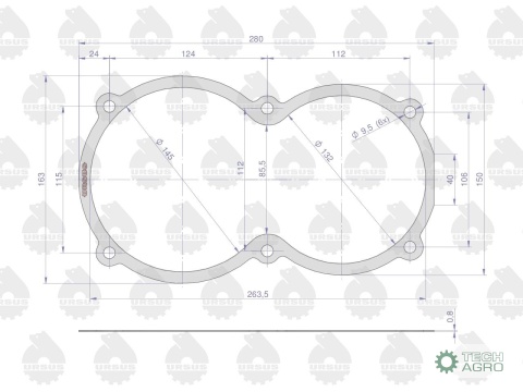 Uszczelka pokrywy przedniej skrzyni 40111914 krążelit 0.8mm C-360 Zetor ( sprzedawane po 10 ) ORYGINAŁ URSUS
